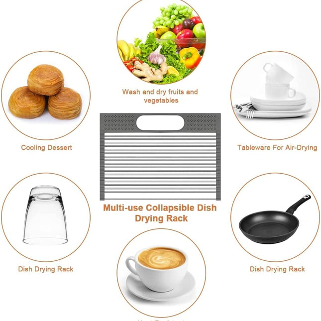 2 Pack Large Stainless Steel Roll Up Dish Drying Rack with Utensil Holder for Home Kitchen-1978962241332056066