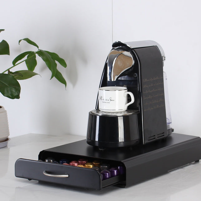 CARLA HOME Coffee Pods Holder Storage Drawer Compatible with 60 Nespresso Pods for Kitchen Storage & Organisation, Nespresso Pod Holder Coffee Machine for Home Storage (Black)-1978962244230320129