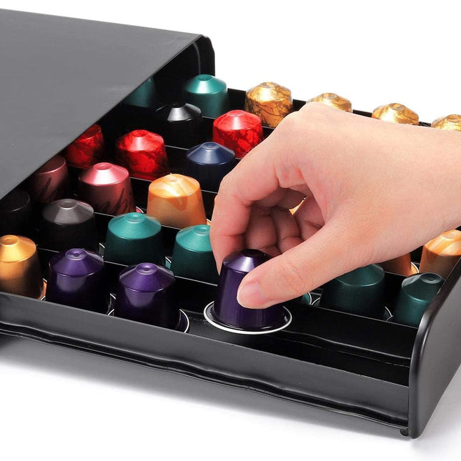 CARLA HOME Coffee Pods Holder Storage Drawer Compatible with 60 Nespresso Pods for Kitchen Storage & Organisation, Nespresso Pod Holder Coffee Machine for Home Storage (Black)-1978962244230320130