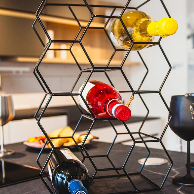 CARLA HOME 14 Bottle Freestanding Modern Metal Countertop Wine Rack Countertop-1978962246201643010