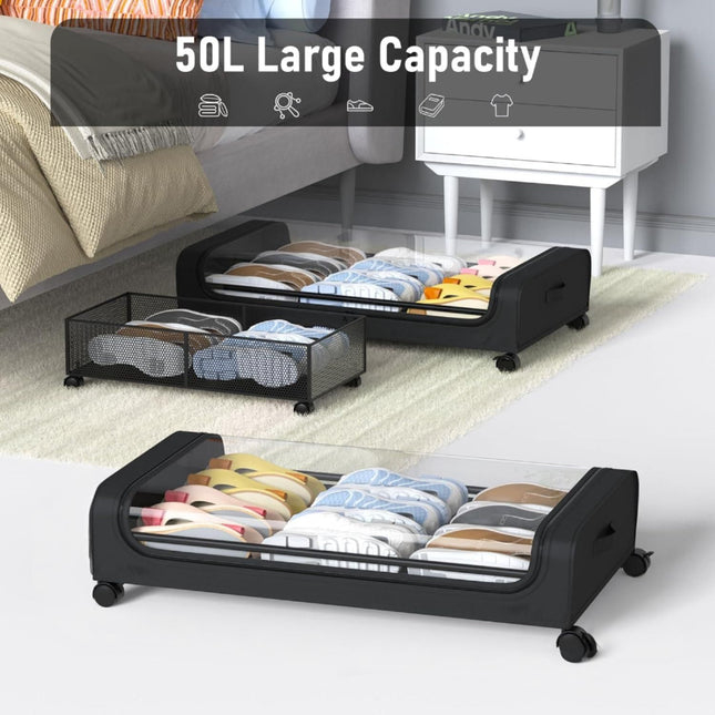CARLA HOME XXL Under Bed Rolling Storage Containers with 50L Large Capacity and Wheels-1978962250496610305
