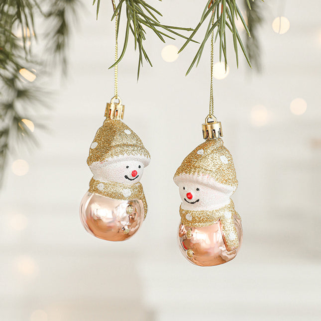 Set of 10 Christmas Ornaments -Gold & Rose Gold Holiday Tree Decorations