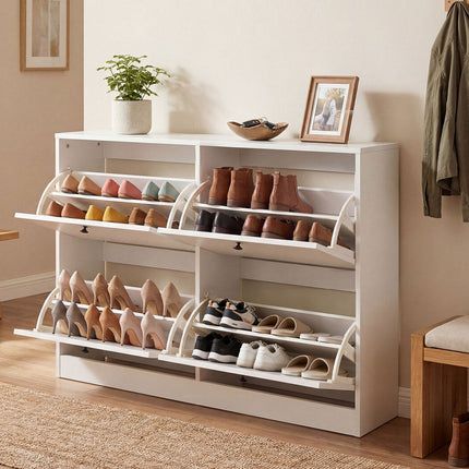 Levede Shoe Cabinet 4 Flip Drawers Vertical Storage Rack Organiser Entryway-2050059010169769990