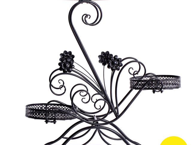 Levede Plant Stand Outdoor Indoor Metal Black-1894516824507289600