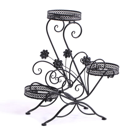 Levede Plant Stand Outdoor Indoor Metal Black-1973193797928095744
