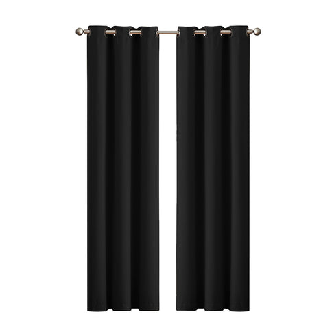 2x Blockout Curtains Panels 3 Layers Black-1910113266756096000