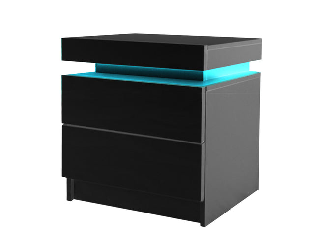 Levede Bedside Tables Side Table 2 Drawers Black-1910113068461985792