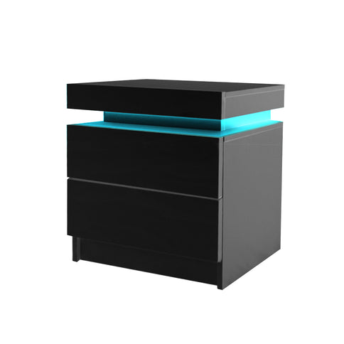 Levede Bedside Tables Side Table 2 Drawers Black-1910113068461985792
