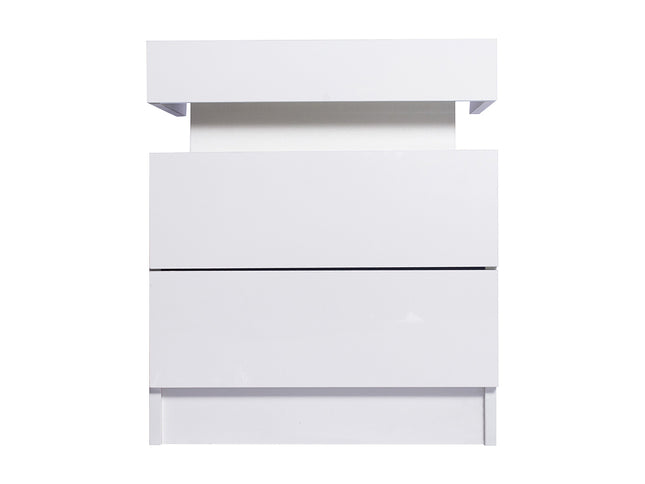 Levede Bedside Tables RGB LED Side Table White-1975420463467335681