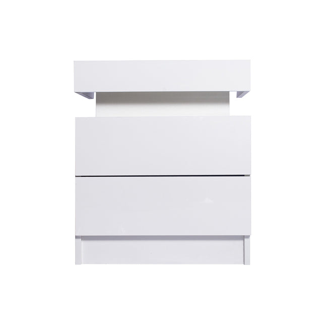 Levede Bedside Tables RGB LED Side Table White-1975420463467335681