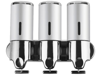 3 Bottles Bathroom Shower Soap Dispenser Silver-1910113090071040001