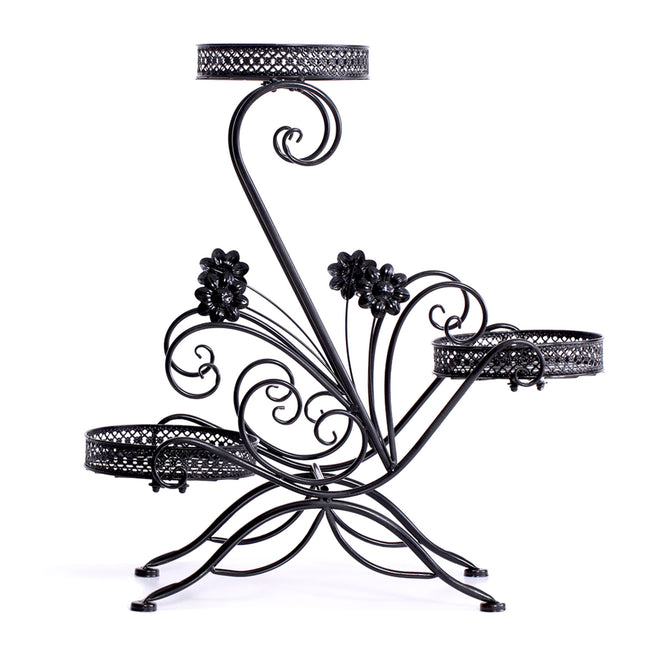 Levede Plant Stand Outdoor Indoor Metal Black-1973193797928095745