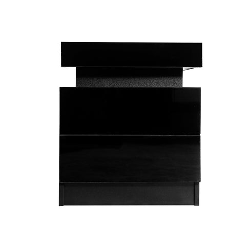 Levede Bedside Tables Side Table 2 Drawers Black-1910113068461985793