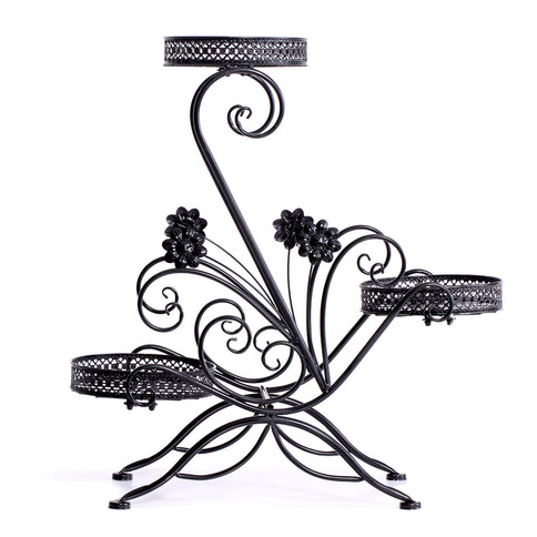 Levede Plant Stand Outdoor Indoor Metal Black-1864184707701411841