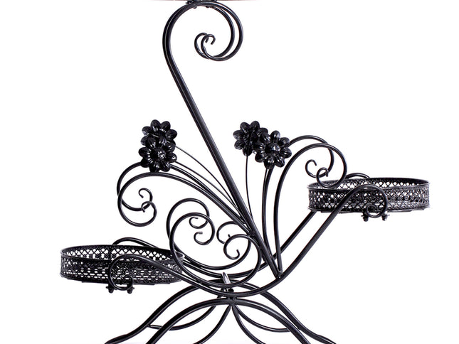 Levede Plant Stand Outdoor Indoor Metal Black-1975420369321988097