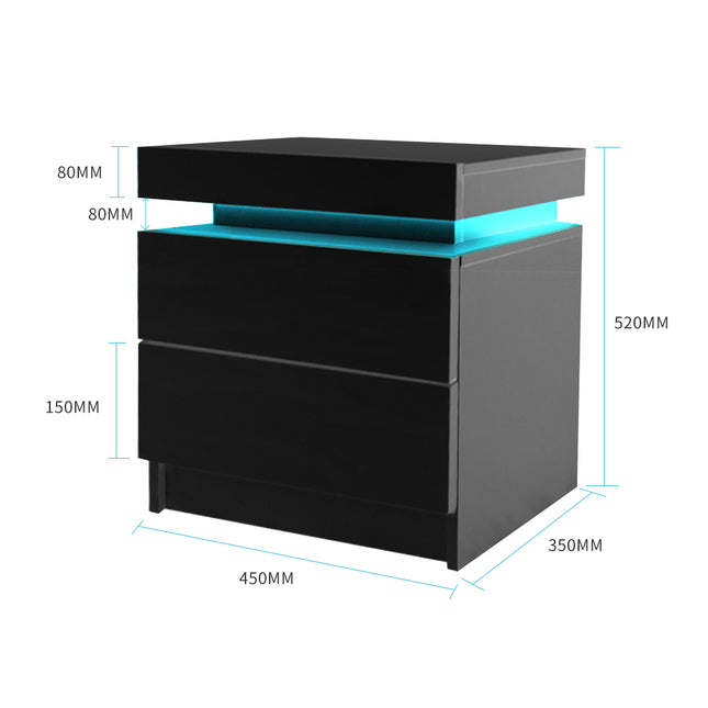 Levede Bedside Tables Side Table 2 Drawers Black-1973193865179566082