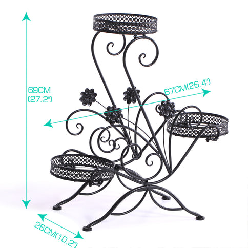 Levede Plant Stand Outdoor Indoor Metal Black-1864184707701411842
