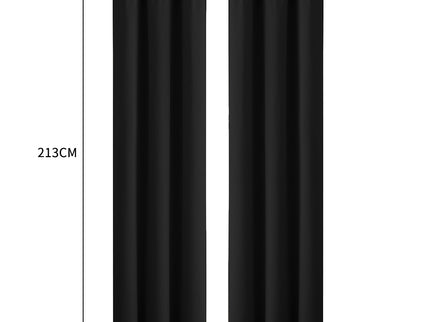 2x Blockout Curtains Panels 3 Layers Black-1942353378260684802