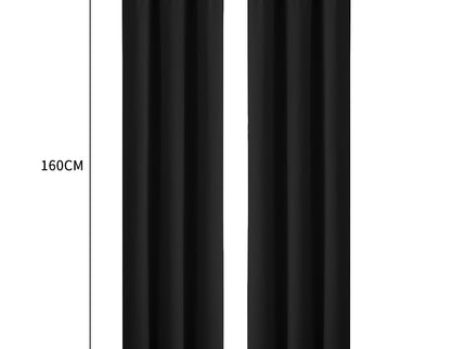 2x Blockout Curtains Panels 3 Layers Black-1910113265929818114
