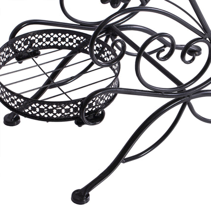 Levede Plant Stand Outdoor Indoor Metal Black-1973193797928095747