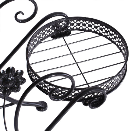 Levede Plant Stand Outdoor Indoor Metal Black-1975420369321988100