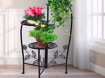Plant Stand Outdoor Indoor Flower Pots Black-1894516825778163719