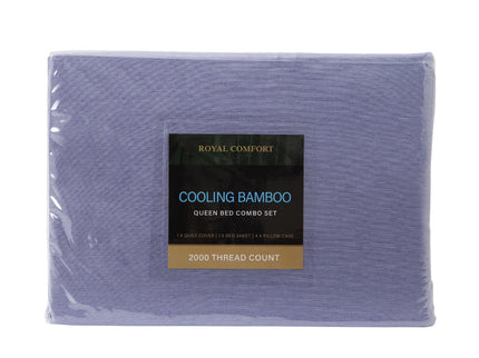 Royal Comfort Bamboo Cooling 2000TC 6-Piece Combo Set -Double-Lilac Grey-1889884827872792576