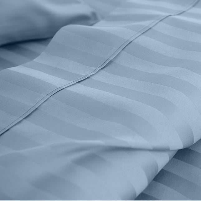 Royal Comfort 1200TC COTTON STRIPE -3PC FITTED COMBO SETS QUEEN CHAMBRAY-1951134877302788098