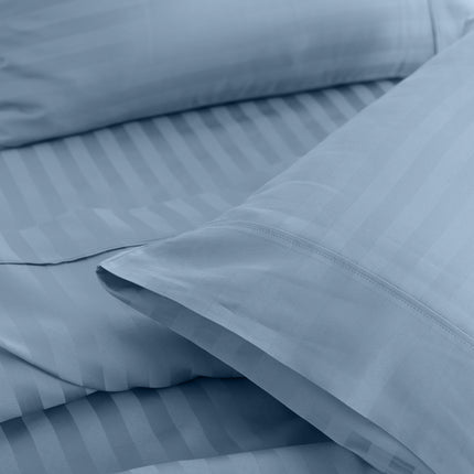 Royal Comfort 1200TC COTTON STRIPE -3PC FITTED COMBO SETS QUEEN CHAMBRAY-1951134877302788099