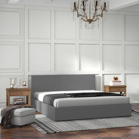 Milano Sienna Luxury Bed with Headboard (Model 2) - Grey No.28 - King-1917365877469220866