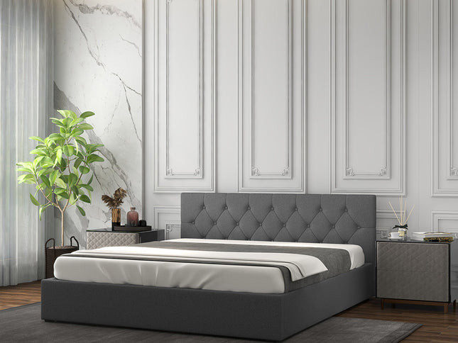 Milano Capri Luxury Gas Lift Bed With Headboard (Model 3) - Grey  No.28 - King-1951134895086637057