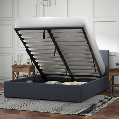 Milano Luxury Gas Lift Bed with Headboard (Model 1) - Charcoal No.35 - King Single-1917365877624410113