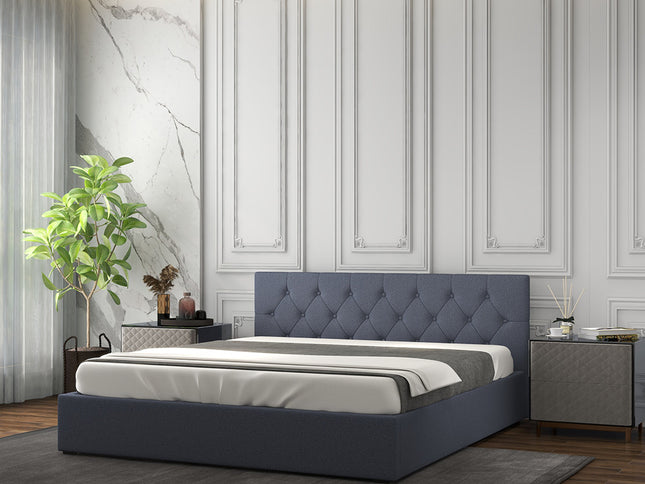 Milano Capri Luxury Gas Lift Bed With Headboard (Model 3) - Charcoal No.35 - King Single-1951134895740948481