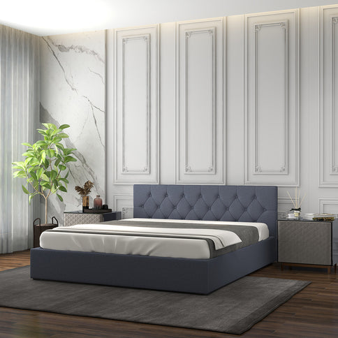Milano Capri Luxury Gas Lift Bed With Headboard (Model 3) - Charcoal No.35 - King Single-1917365877930594305