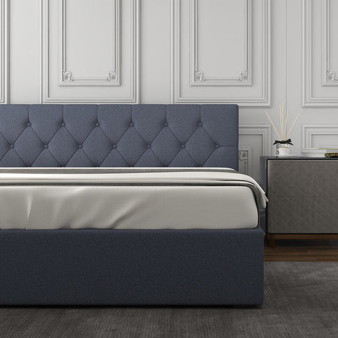 Milano Capri Luxury Gas Lift Bed With Headboard (Model 3) - Charcoal No.35 - King Single-1917365877930594306