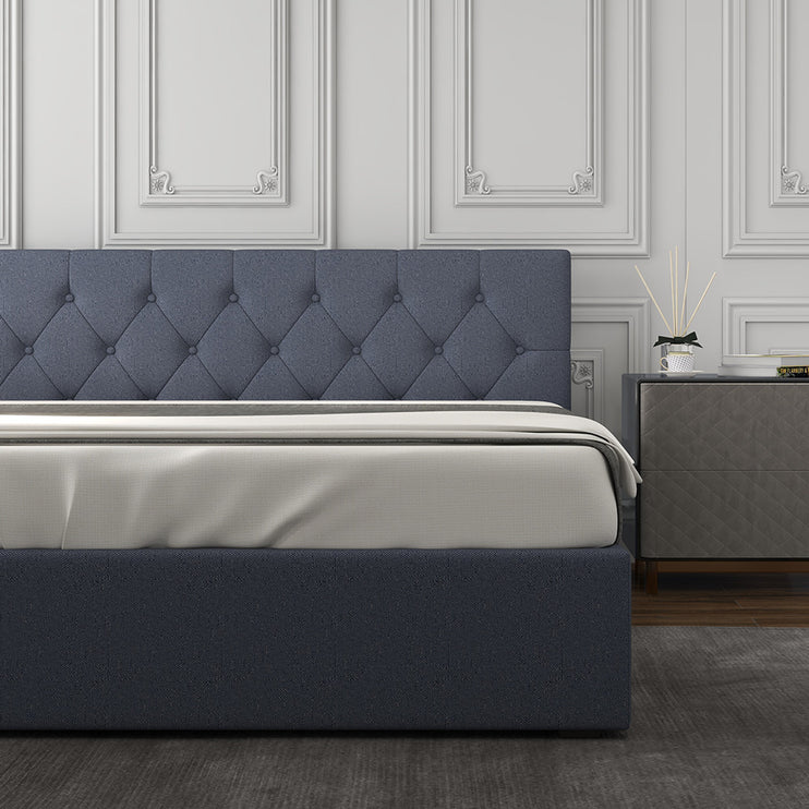 Milano Capri Luxury Gas Lift Bed With Headboard (Model 3) - Charcoal No.35 - King Single-1951134895740948482
