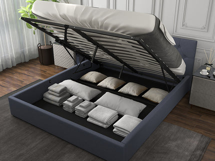 Milano Capri Luxury Gas Lift Bed With Headboard (Model 3) - Charcoal No.35 - King Single-1917365877930594311