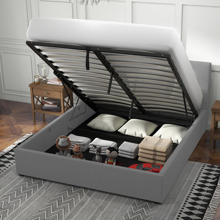 Milano Luxury Gas Lift Bed with Headboard (Model 1) - Grey No.28 - Queen-1951134895946469379