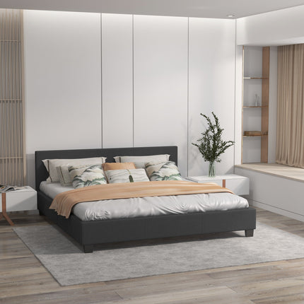 Milano Sienna Luxury Bed with Headboard (Model 2) - Charcoal No.35 - Queen-1951134896151990272
