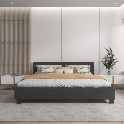 Milano Sienna Luxury Bed with Headboard (Model 2) - Charcoal No.35 - Queen-1951134896151990273