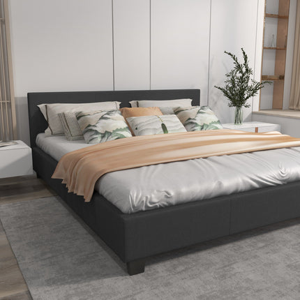 Milano Sienna Luxury Bed with Headboard (Model 2) - Charcoal No.35 - Queen-1951134896151990276