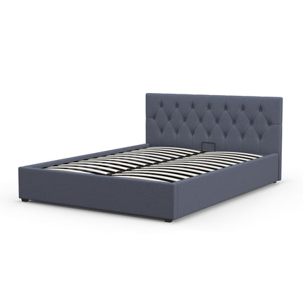 Milano Capri Luxury Gas Lift Bed With Headboard (Model 3) - Charcoal No.35 - Queen-1951134896361705472