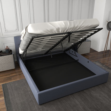 Milano Capri Luxury Gas Lift Bed With Headboard (Model 3) - Charcoal No.35 - Queen-1951134896361705475