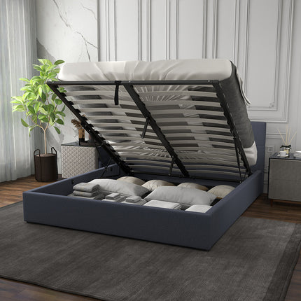Milano Capri Luxury Gas Lift Bed With Headboard (Model 3) - Charcoal No.35 - Queen-1951134896361705476
