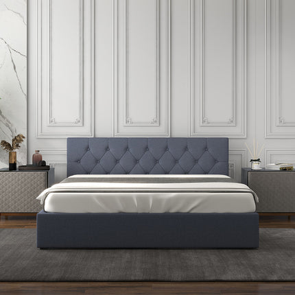 Milano Capri Luxury Gas Lift Bed With Headboard (Model 3) - Charcoal No.35 - Queen-1951134896361705477