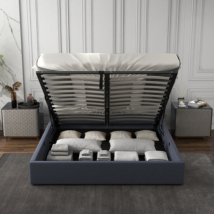 Milano Capri Luxury Gas Lift Bed With Headboard (Model 3) - Charcoal No.35 - Queen-1951134896361705478