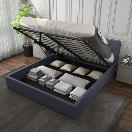 Milano Capri Luxury Gas Lift Bed With Headboard (Model 3) - Charcoal No.35 - Queen-1951134896361705479