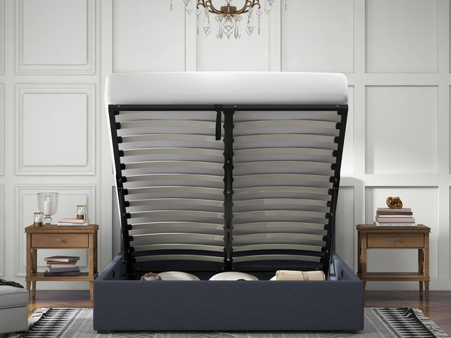 Milano Luxury Gas Lift Bed with Headboard (Model 1) - Charcoal No.35 - Single-1951134896567226370