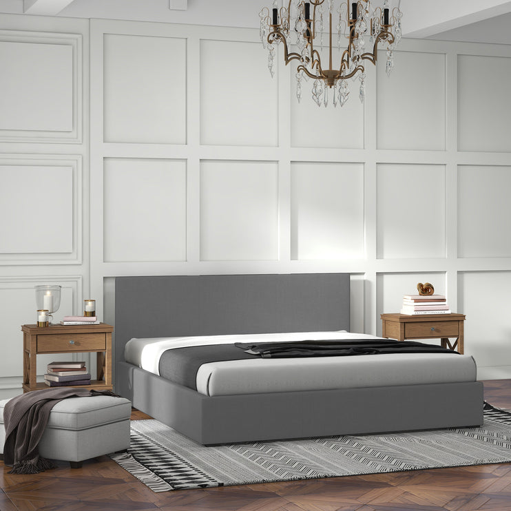 Milano Sienna Luxury Bed with Headboard (Model 2) - Grey No.28 - Single-1951134896768552962