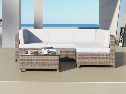 Milano Outdoor 5 PC Rattan Sofa Set Colour Oatmeal Seat & Black Coating (5 Boxes)-1889884908806082560
